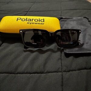 Polaroid Black Square Sunglasses with Yellow Case